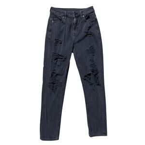 American Eagle Ripped & Destroyed High Rise Mom Jeans Size 0‎